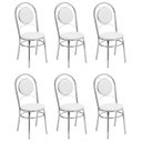 Ver imagem 3 de Conjunto 6 Cadeiras para Cozinha Cromado/Branco