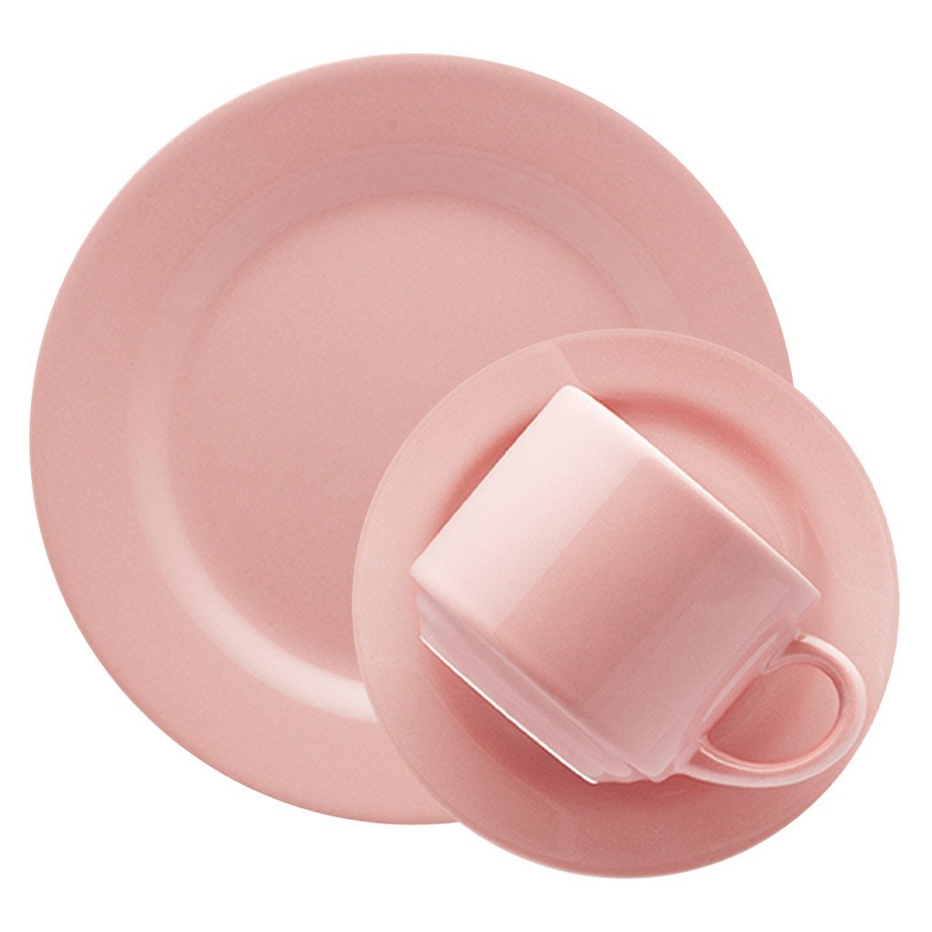 Kit Jogo Café Lanche Oxford® Rosa Biona 8 Peças MadeiraMadeira