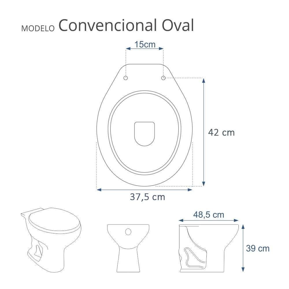 Assento Sanitário Convencional / Oval Ocre (marrom) para Vaso Incepa - 3