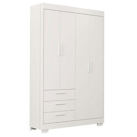 Guarda Roupa Infantil Zaki 4 Portas Branco Acetinado - Reller