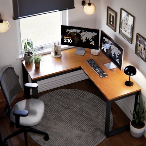 Escrivaninha em L de Canto para Escritório Home Office Estilo Industrial Berlim