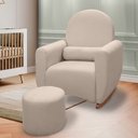 Ver imagem 3 de Poltrona Lara Balanço para Amamentação com Almofada e Puff Linho Bege