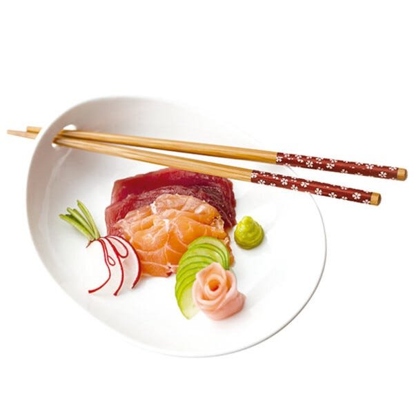 Prato Porcelana com Hashi para Sushi Comida Japonesa