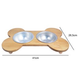 Comedouro Duplo Para Cachorro Com 2 Potes Aluminio - 2