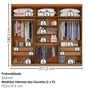 Ver imagem 3 de Guarda Roupa Casal 6 Portas com Espelho Monumento 272 cm Cinamomo Areia Zanz