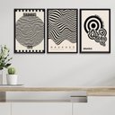 Ver imagem 1 de Kit 3 Quadros Posters Bauhaus - Preto e Branco 33x24cm - com Vidro:madeira Branca