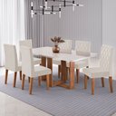 Ver imagem 1 de Mesa de Jantar 6 Lugares Afrodite Mel/blonde/veludo Pastel - Viero Móveis