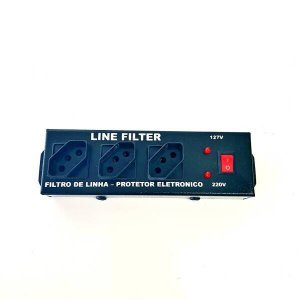 Filtro De Linha Metal Régua Extensão 3 Tomadas cabo 1 metro