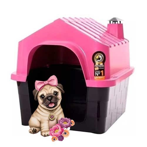 Casa Casinha Para Cachorro/cães Pequenas Desmontável Nº1 Cor:Rosa - 3