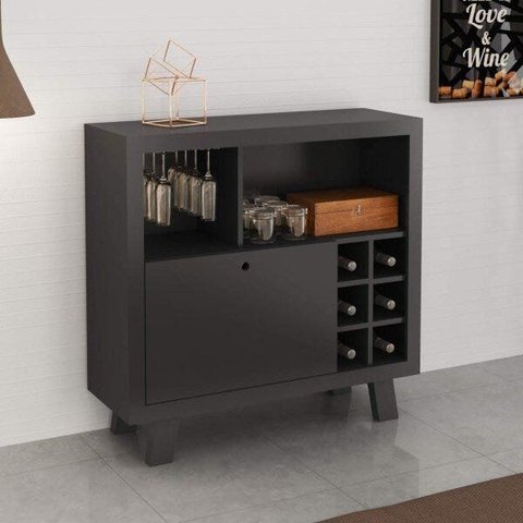 Adega Armário 1 Porta 6 Nichos AD5002 Espresso Móveis Preto