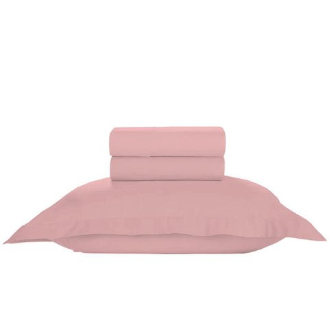 Jogo de Cama 100% Algodão Solteiro Liso 200 Fios Nova América:rosê