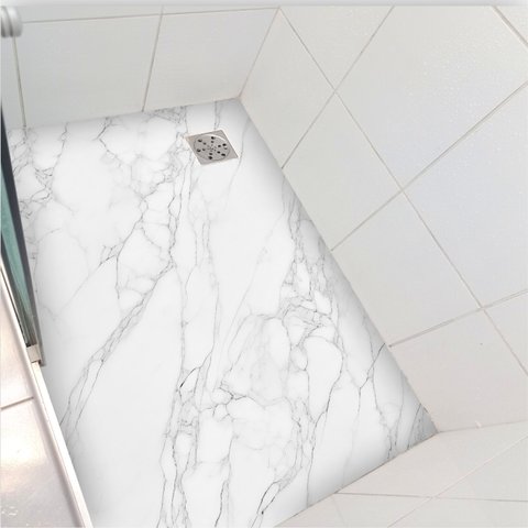 Adesivo Piso Box Mármore Calacata Antiderrapante Colacomigo 1,20 X 0,80 Metros