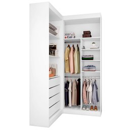 Guarda-Roupa Closet Modulado Casal sem Portas Canto em L com 4 Gavetas e 3 Cabideiros Versatille Yescasa - 12