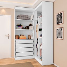 Guarda-Roupa Closet Modulado Casal sem Portas Canto em L com 4 Gavetas e 3 Cabideiros Versatille Yescasa - 6