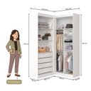 Ver imagem 7 de Guarda-Roupa Closet Modulado Casal sem Portas Canto em L com 4 Gavetas e 3 Cabideiros Versatille