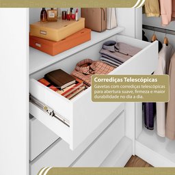 Guarda-Roupa Closet Modulado Casal sem Portas Canto em L com 4 Gavetas e 3 Cabideiros Versatille Yescasa - 9