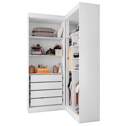 Guarda-Roupa Closet Modulado Casal sem Portas Canto em L com 4 Gavetas e 3 Cabideiros Versatille Yescasa - 2
