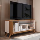 Ver imagem 2 de Rack Malbec Wood 1,36m Off White e Freijó para TV com Nichos e Estilo Sofisticado
