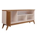 Ver imagem 1 de Rack Malbec Wood 1,36m Off White e Freijó para TV com Nichos e Estilo Sofisticado