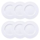 Ver imagem 1 de Jogo 6 Pratos de Jantar Rasos Porcelana Branco 27cm Maria Augusta Tramontina Aba Larga