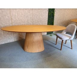 Mesa de Jantar Cone Oval 180x100cm Tampo Madeira Freijó Base Madeira Freijó - Marrom - 2