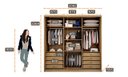 Ver imagem 5 de Guarda Roupa Casal 3 Portas 8 Gavetas - Medelim-cumaru/fendi - Móveis Novo Horizonte