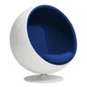 Poltrona Ball Chair Branca Revestida em Tecido Sued - Azul escuro - 1