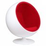 Poltrona Ball Chair Branca Revestida em Tecido Sued - Vermelho - 1
