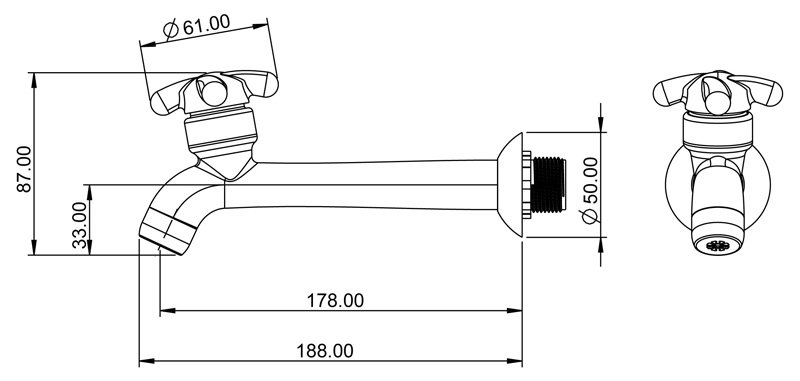 Torneira Para Cozinha / Tanque Parede 1132 F34 Cromada Lorenzetti - 2
