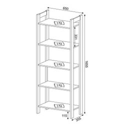 Estante para Livros 5 Prateleiras 165,5cmx65cm AZ - 4