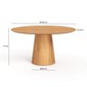 Mesa de Jantar Redonda 150cm Scandi 8 Lugares Cor Mel Lamina Natural de Madeira - 6