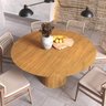Mesa de Jantar Redonda 150cm Scandi 8 Lugares Cor Mel Lamina Natural de Madeira - 5