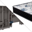 Ver imagem 5 de Guarda Roupa Modulado 8 Peças 14 Portas Com Cama E Colchão Casal Gazin Grafite Azul Delta Fênix