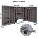 Ver imagem 3 de Guarda Roupa Modulado 8 Peças 14 Portas Com Cama E Colchão Casal Gazin Grafite Azul Delta Fênix