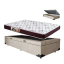 Ver imagem 1 de Cama Box Baú Bege Solteiro Colchão Mola Bonnel + 61x88x188