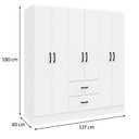 Ver imagem 3 de Guarda-Roupa Infantil 6 Portas 2 Gavetas 8 Prateleiras 1 Cabideiro Califórnia Branco