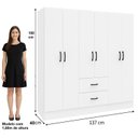Ver imagem 5 de Guarda-Roupa Infantil 6 Portas 2 Gavetas 8 Prateleiras 1 Cabideiro Califórnia Branco