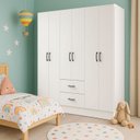 Ver imagem 6 de Guarda-Roupa Infantil 6 Portas 2 Gavetas 8 Prateleiras 1 Cabideiro Califórnia Branco