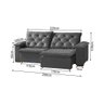 Sofa Retrátil Reclinável Milão 2,90 5 Lugares Estofado Capitonê com Braço Almofadado Linho Grafite - 3