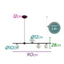 Ver imagem 3 de Pendente Orbit 4 Esferas 20W Preto 90x12x28cm