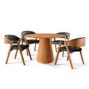 Ver imagem 3 de Conjunto Sala de Jantar Mesa Cone Amadeirada 4 Cadeiras Gaia