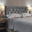 Ver imagem 1 de Cabeceira Cama Solteiro Capitonê Classic Diamond 1 Suede Cinza 60 Rbl