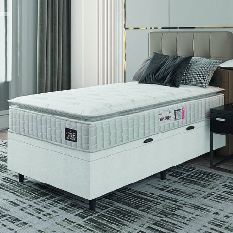 Cama Box Baú Solteiro Colchão Espuma D33 Pillow Top Van Gogh 88x188x65cm Hellen