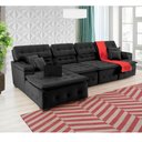 Ver imagem 2 de Sofá Orlando 3.45x1.90m com Chaise, Retrátil e Reclinável - Preto