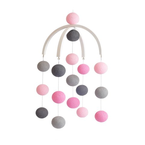 Móbile Infantil Cormilu de Bolinhas, Artesanal, Mdf, 30cm Largura, 50cm Altura, Bolinhas 6cm Diâmetr