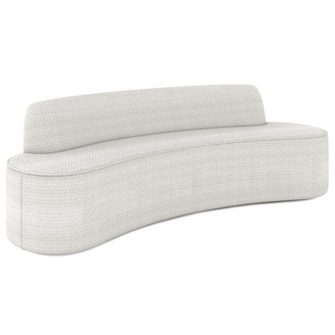 Sofá 3 Lugares Curvo Sala de Estar Living Cancún D02 Bouclê Cru 180cm A-445 - Lyam Decor