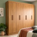Ver imagem 1 de Guarda Roupa Casal 100% MDF 8 Portas 4 Gavetas com Cabideiro e Prateleiras 226x199x47cm Cinamomo