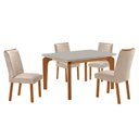 Ver imagem 2 de Conjunto Mesa de Jantar 120cm com 4 Cadeiras Estofadas Multimóveis Crrft-CON045 Madeirado/Off White