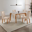 Ver imagem 1 de Conjunto Mesa de Jantar 120cm com 4 Cadeiras Estofadas Multimóveis Crrft-CON045 Madeirado/Off White