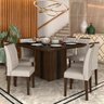 Conjunto Sala de Jantar Indonesia com Vidro 8 Cadeiras- Móveis Arapongas Imbuia/preto/bege - 1